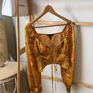 Forever 21 Mustard Floral Top